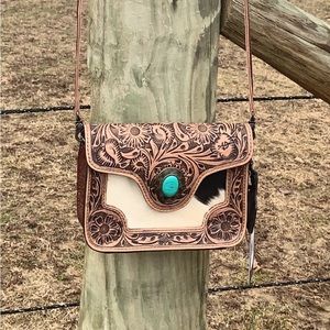 American Darling cowhide purse with turquoise